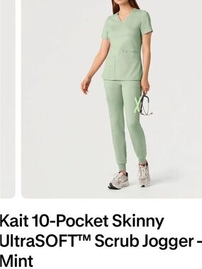 Jaanuu Slim Cargo Scrub Jogger - Mint Green Soft
